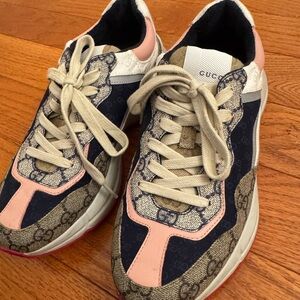 Gucci Multicolor GG Supreme Lace-Up Sneakers